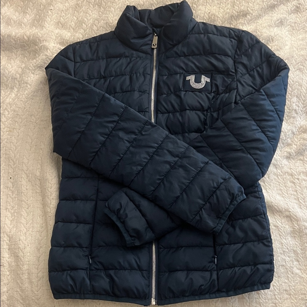 True Religion Womens Navy Puffer Jacket